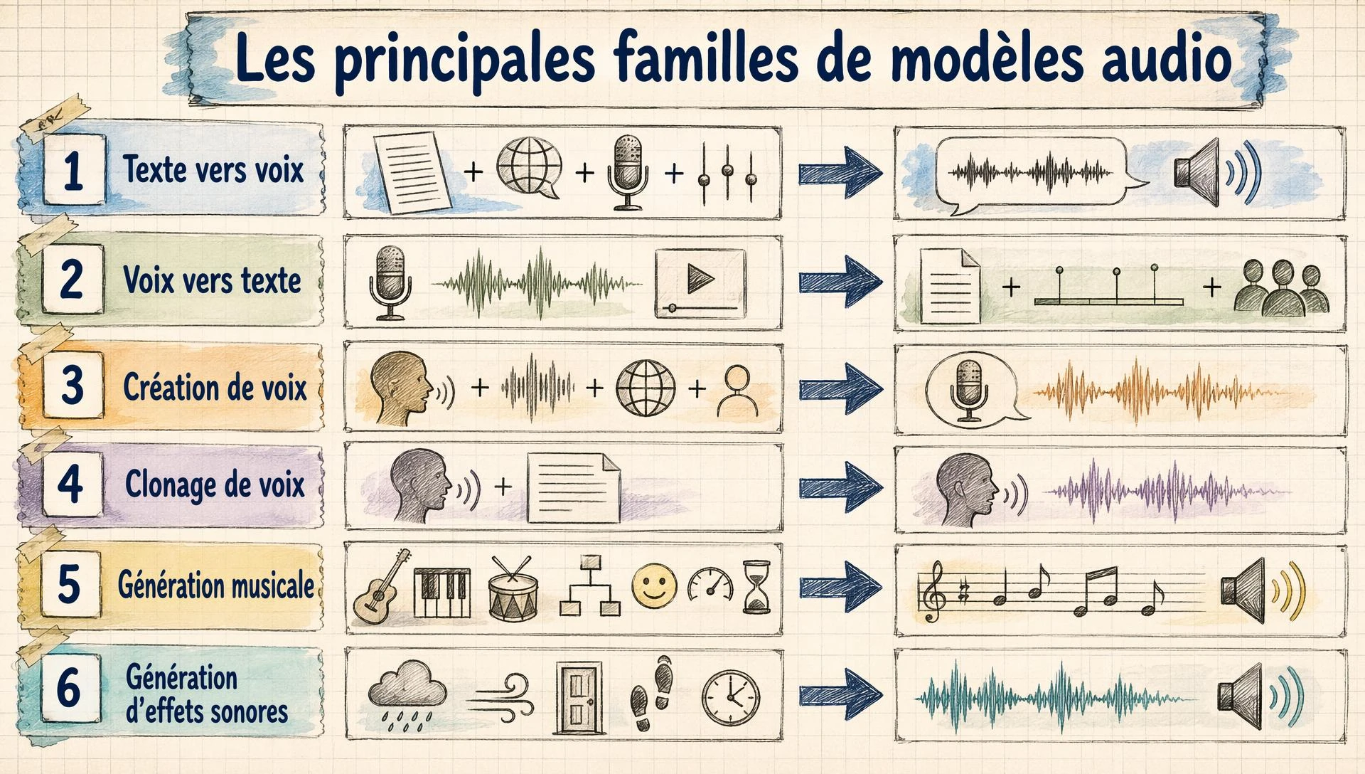 Les principales familles de modèles audio