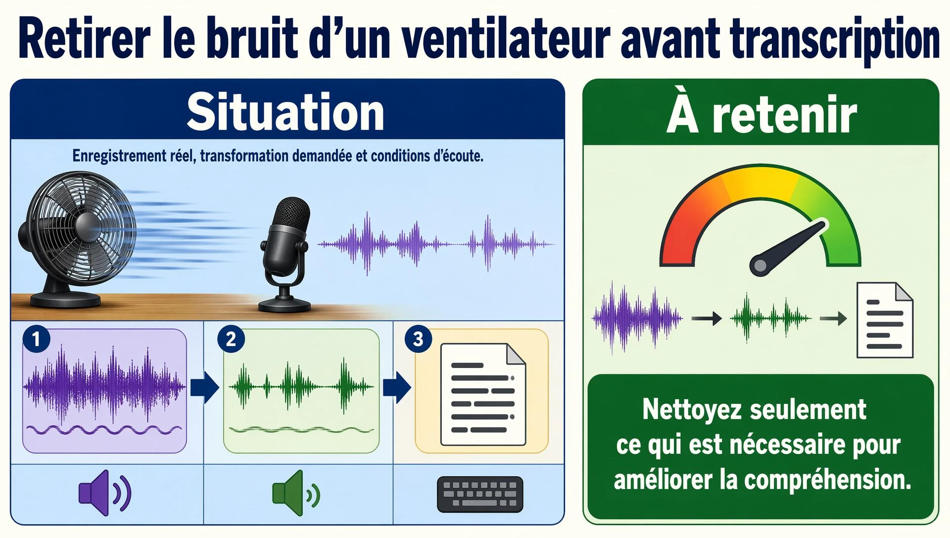 Retirer le bruit d’un ventilateur avant transcription