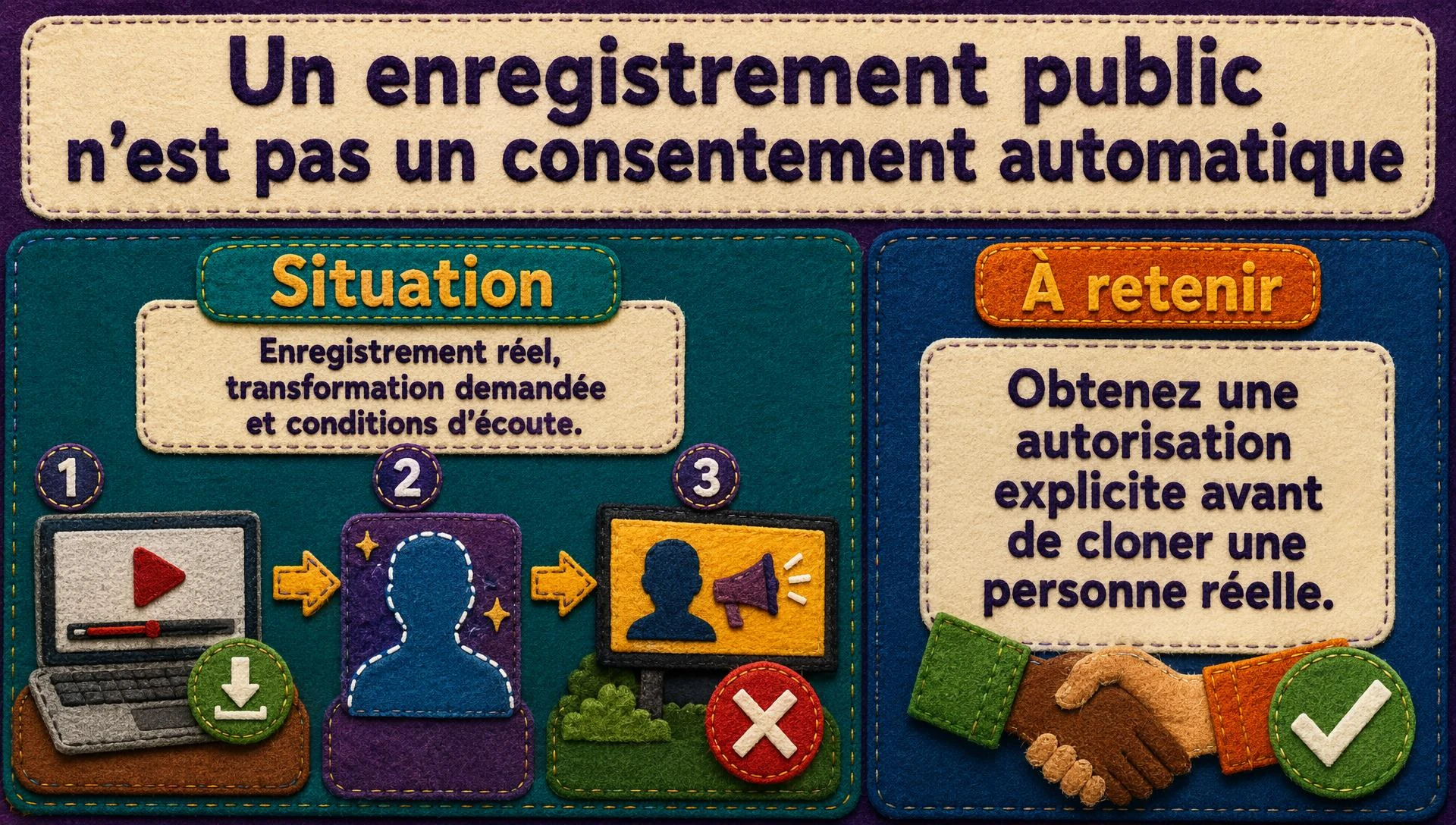 Un enregistrement public n’est pas un consentement automatique