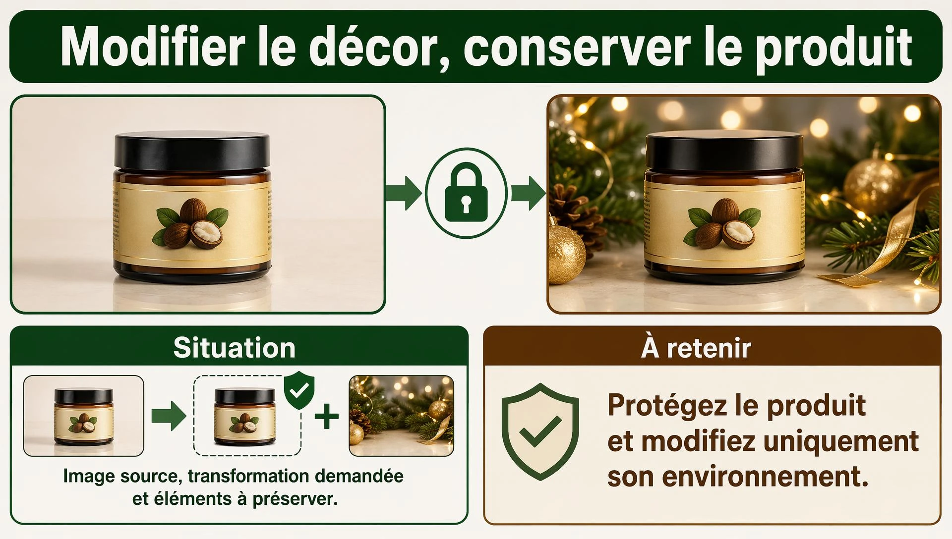 Modifier le décor, conserver le produit