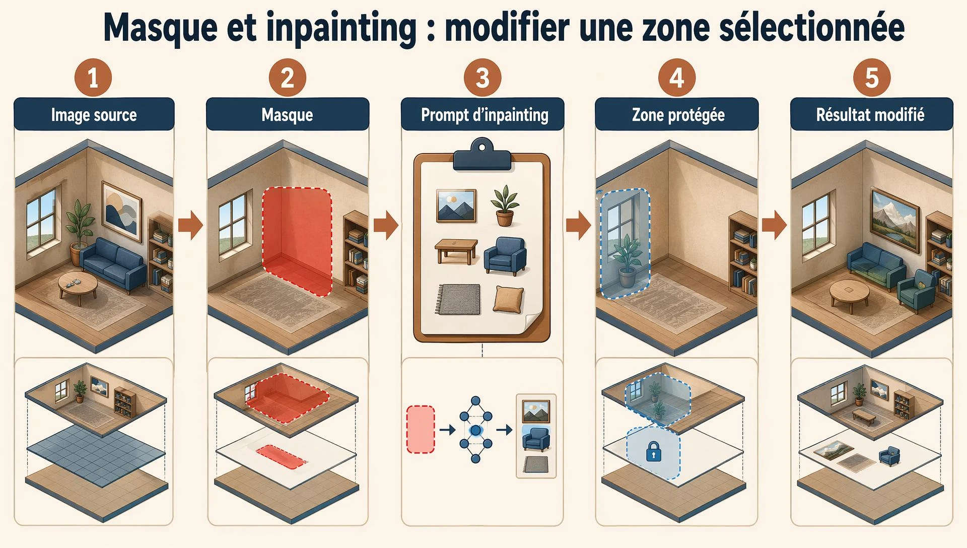 Masque et inpainting : modifier une zone sélectionnée