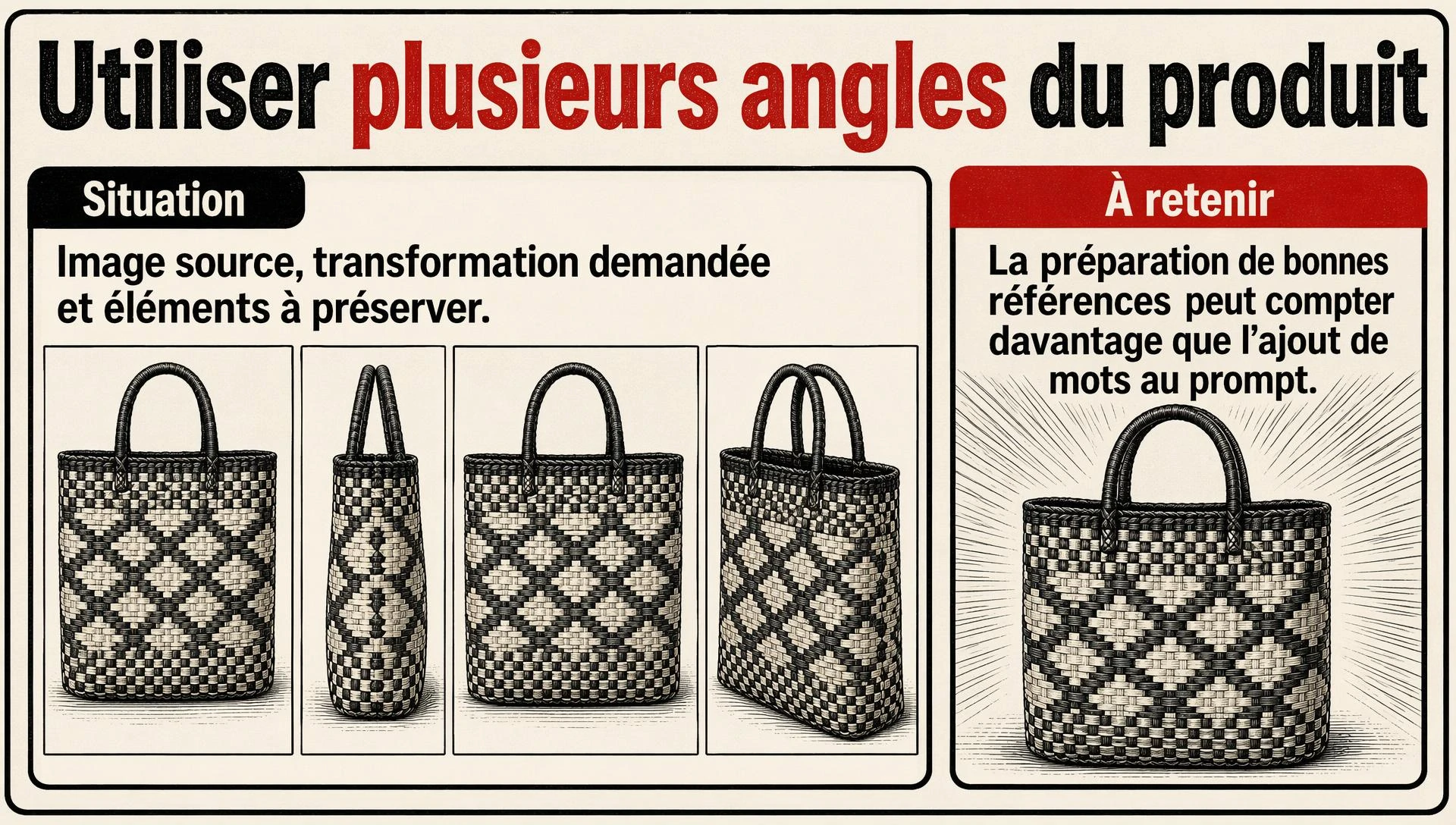 Utiliser plusieurs angles du produit