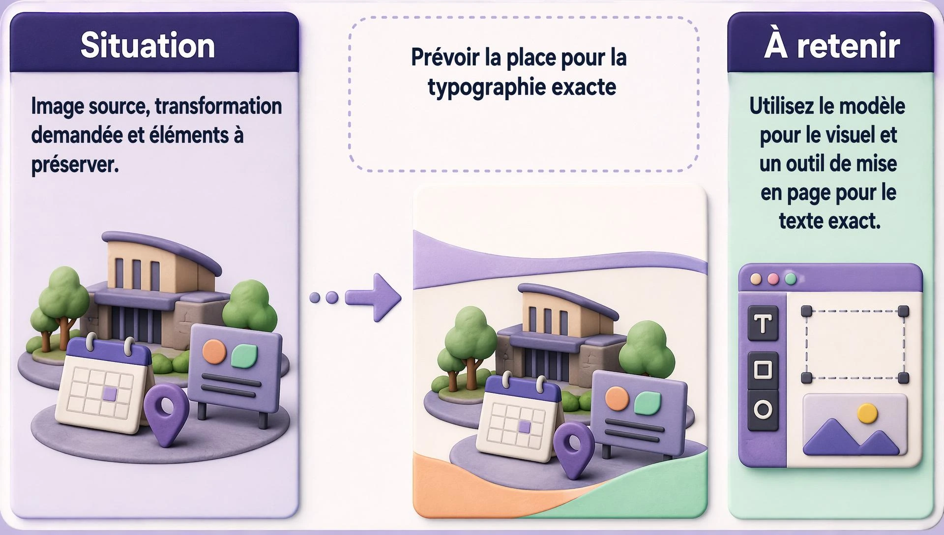 Prévoir la place pour la typographie exacte