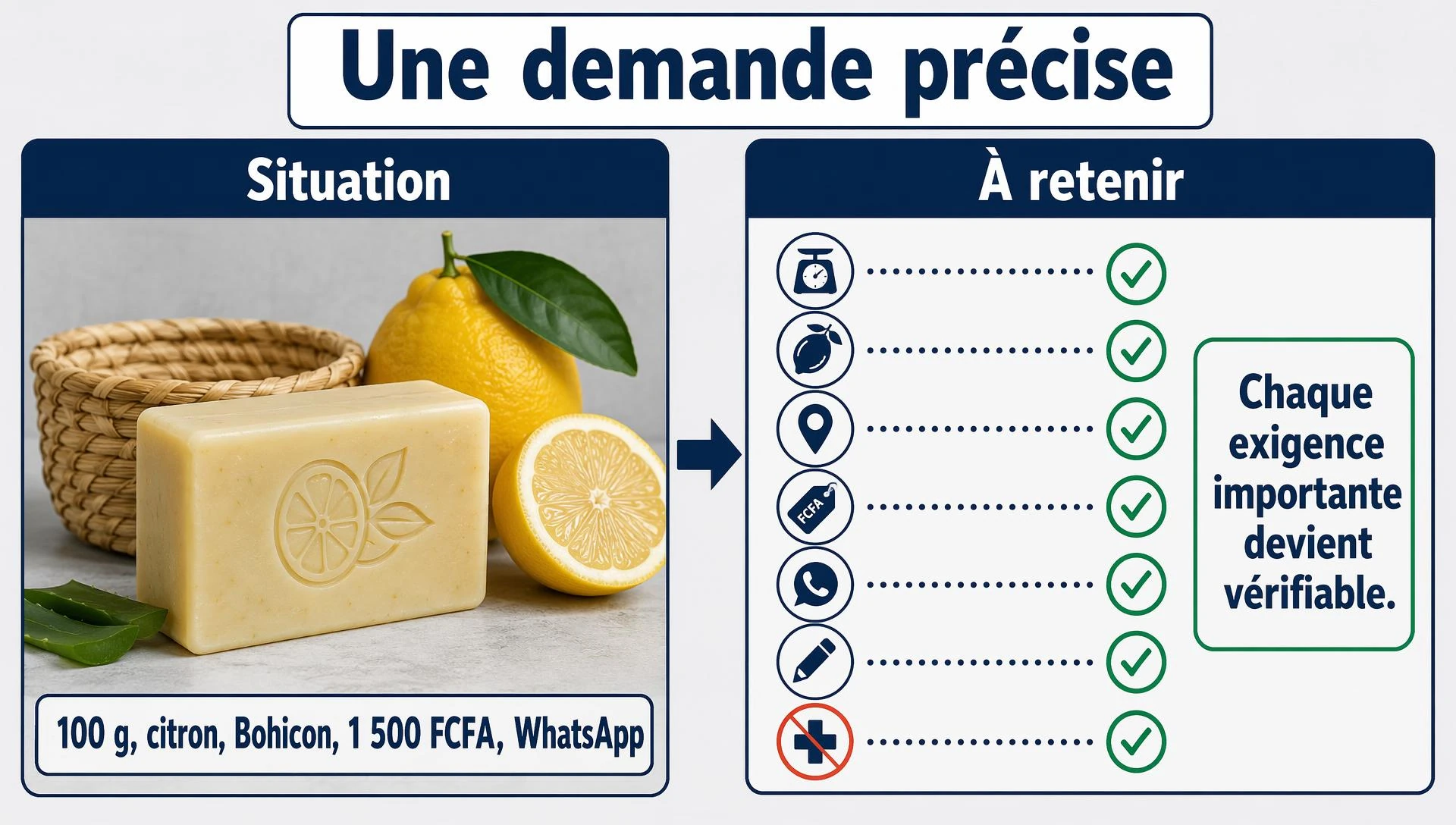 Une demande précise rend le résultat plus facile à évaluer