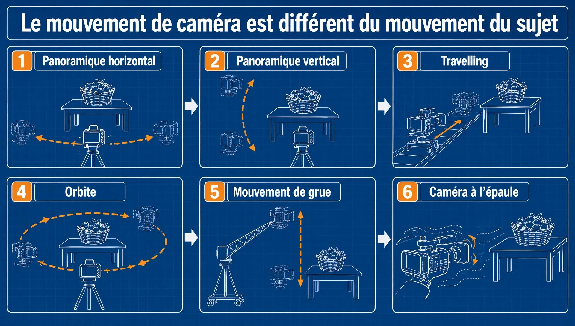 Le mouvement de caméra est différent du mouvement du sujet