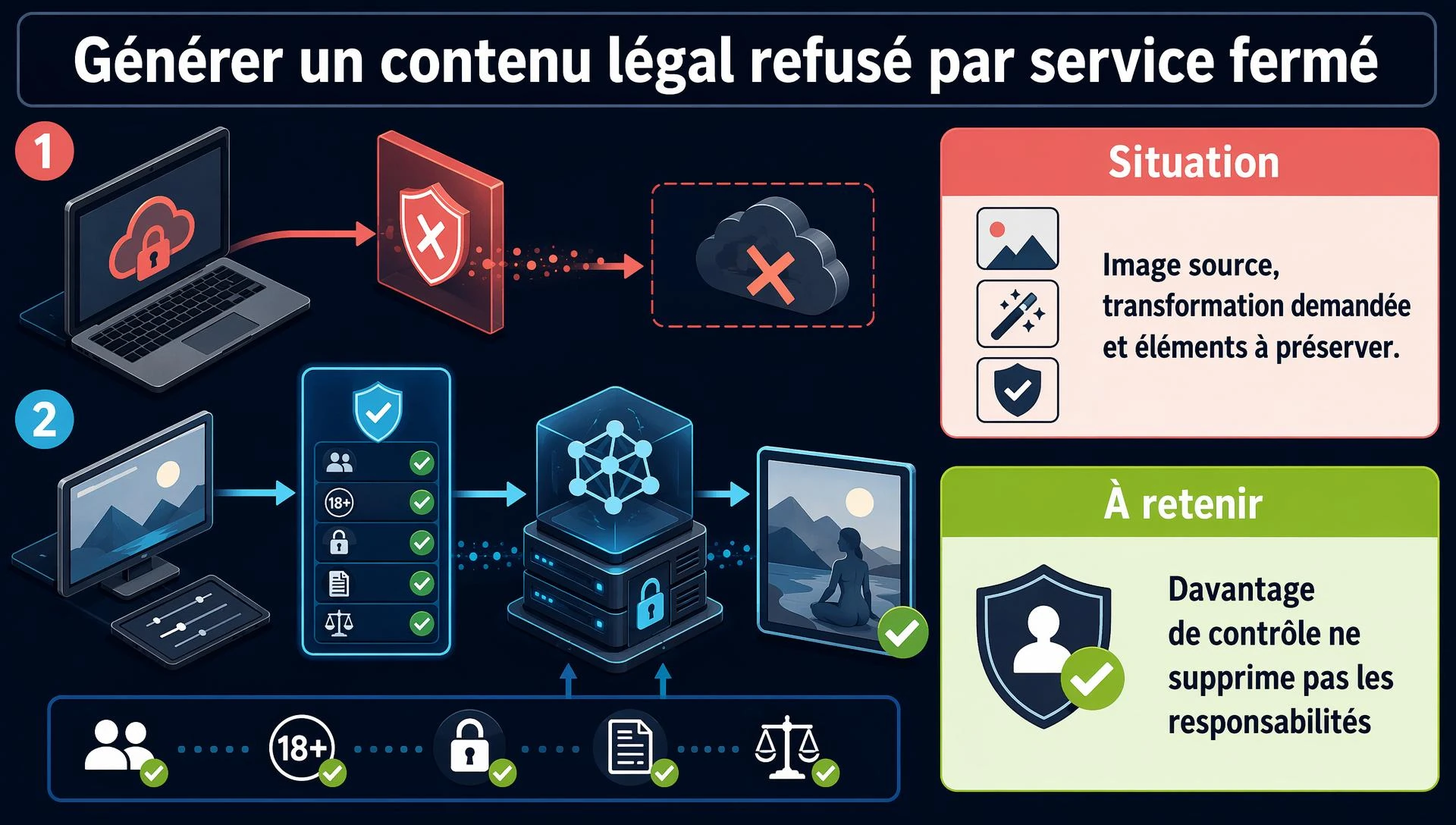 Générer un contenu légal refusé par un service fermé