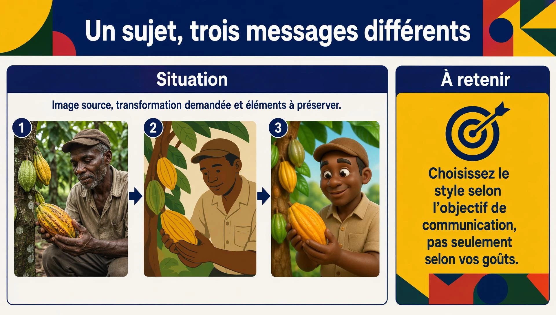 Un sujet, trois messages différents